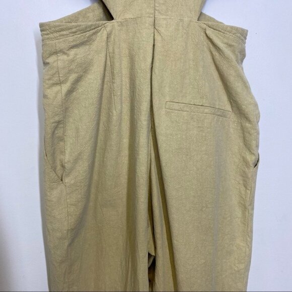 Nanushka Jumpsuit Amor Cut Out Cotton Twist On Waist  Deep V-Neck Yellow Small - Picture 7 of 11